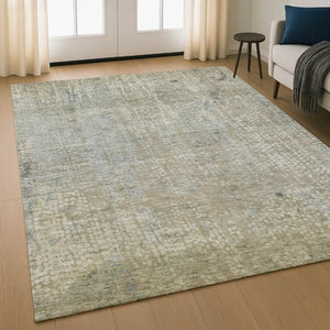 HomeRoots 9' X 12' Beige & Gray Abstract Area Rug - Washable, UV-Protected, Stain Resistant, Durable Design! 717319