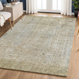 HomeRoots 9' X 12' Beige & Gray Abstract Area Rug - Washable, UV-Protected, Stain Resistant, Durable Design! 717319