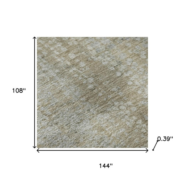 HomeRoots 10' X 14' Beige & Gray Abstract Washable Area Rug with UV Protection for Family-Friendly Spaces 717320