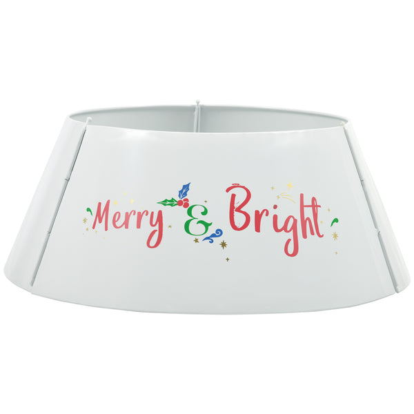 English Elm HOMCOM Cream White 26" Christmas Tree Collar Ring – Metal Stand Cover, Pet-Safe, Wrinkle-Free Decor W2225P173952