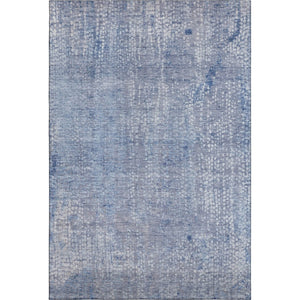 HomeRoots 8' Blue And Ivory Abstract Round Rug - Washable, UV-Protected, Stain-Resistant for Modern Spaces 717323