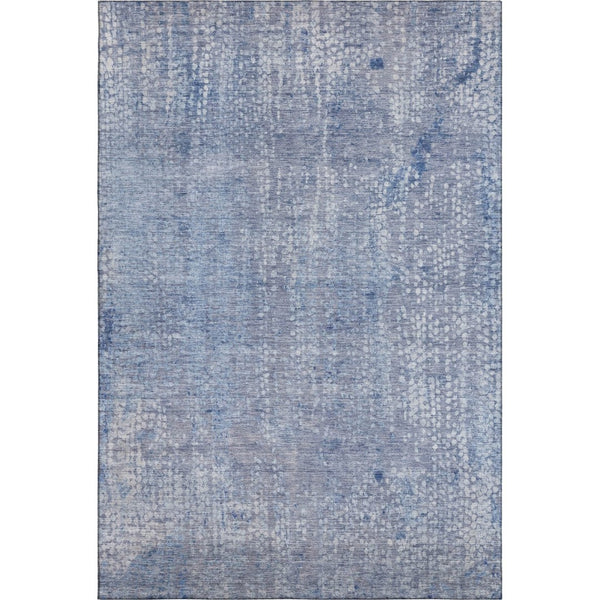 HomeRoots 8' Blue And Ivory Abstract Round Rug - Washable, UV-Protected, Stain-Resistant for Modern Spaces 717323