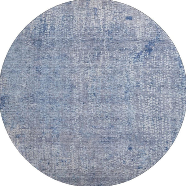HomeRoots 8' X 10' Blue And Ivory Abstract Washable Area Rug - Durable, UV Protected, Low-Maintenance Design! 717324
