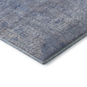 HomeRoots 8' X 10' Blue And Ivory Abstract Washable Area Rug - Durable, UV Protected, Low-Maintenance Design! 717324