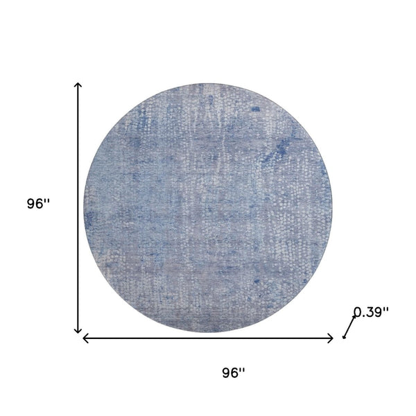 HomeRoots 8' X 10' Blue And Ivory Abstract Washable Area Rug - Durable, UV Protected, Low-Maintenance Design! 717324