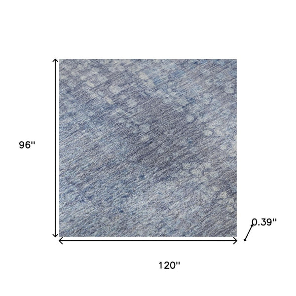 HomeRoots 9' X 12' Blue And Ivory Abstract Washable Area Rug with UV Protection for Stylish, Easy Care Living 717325