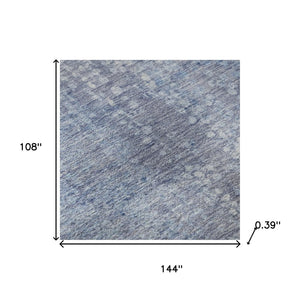 HomeRoots 10' Blue and Ivory Abstract Washable Area Rug with UV Protection for High-Traffic Spaces, 10x14 717326