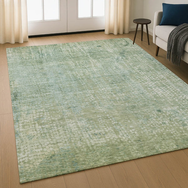 HomeRoots 5' X 8' Green and Sage Abstract Area Rug - Washable, UV Protected, Stylish for Modern Living Spaces 717328