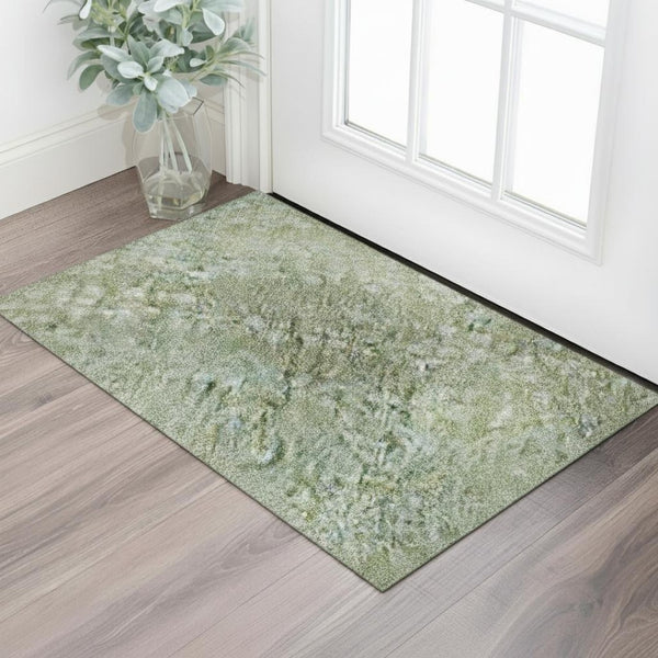 HomeRoots 5' X 8' Green and Sage Abstract Area Rug - Washable, UV Protected, Stylish for Modern Living Spaces 717328