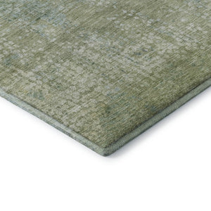 HomeRoots 8' Green And Sage Abstract Washable Round Rug - UV Protected, Stain Resistant, Family-Friendly Style 717329