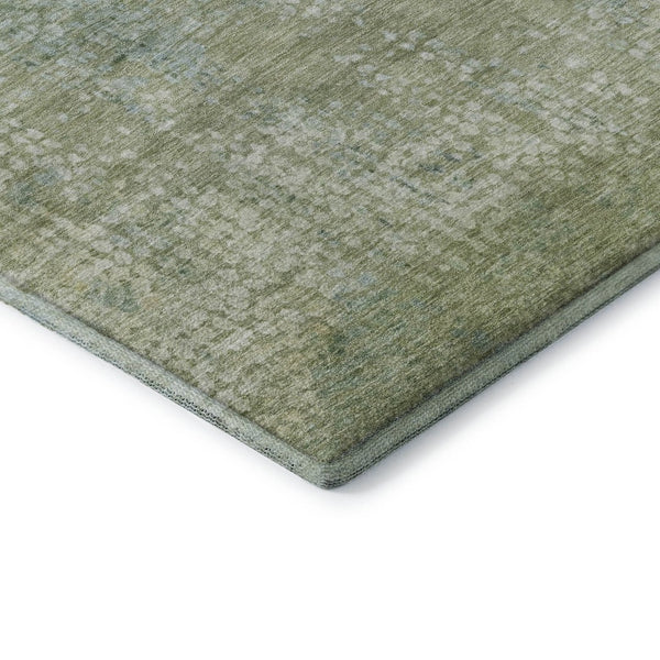 HomeRoots 8' Green And Sage Abstract Washable Round Rug - UV Protected, Stain Resistant, Family-Friendly Style 717329