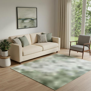 HomeRoots 8' Green And Sage Abstract Washable Round Rug - UV Protected, Stain Resistant, Family-Friendly Style 717329