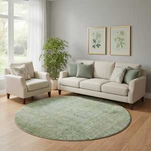 HomeRoots 8' X 10' Green and Sage Abstract Washable Area Rug – UV Protected, Durable, Perfect for High-Traffic Homes 717330