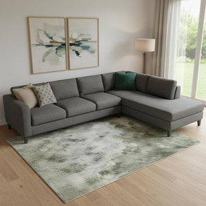 HomeRoots 9' X 12' Green and Sage Abstract Area Rug - Durable, Washable, UV-Protected for High-Traffic Spaces 717331
