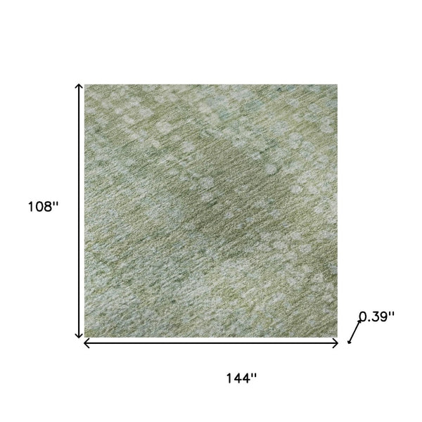 HomeRoots 10' Green and Sage Abstract Area Rug - Washable, UV-Protected, Durable for Family Spaces & Pets 717332