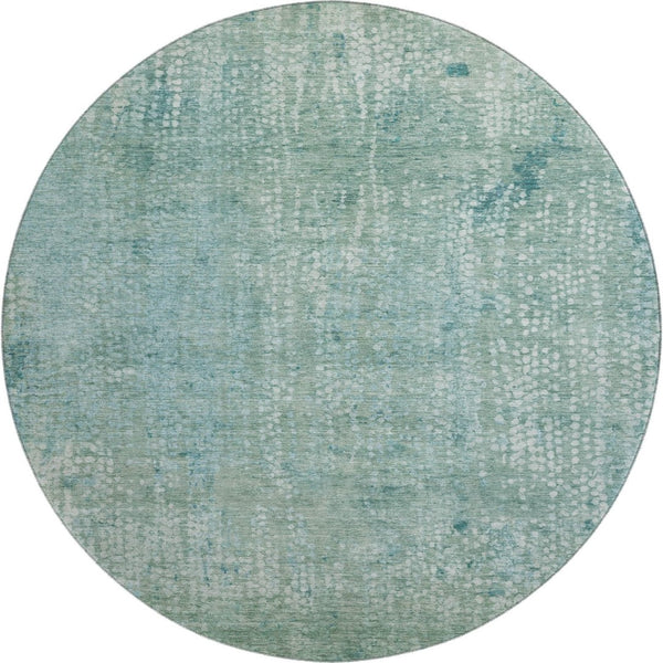 HomeRoots 8' X 10' Stylish Teal & Ivory Abstract Washable Area Rug – UV Protected, Durable & Family-Friendly! 717336