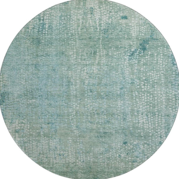 HomeRoots 8' X 10' Stylish Teal & Ivory Abstract Washable Area Rug – UV Protected, Durable & Family-Friendly! 717336