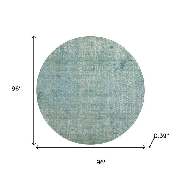 HomeRoots 8' X 10' Stylish Teal & Ivory Abstract Washable Area Rug – UV Protected, Durable & Family-Friendly! 717336