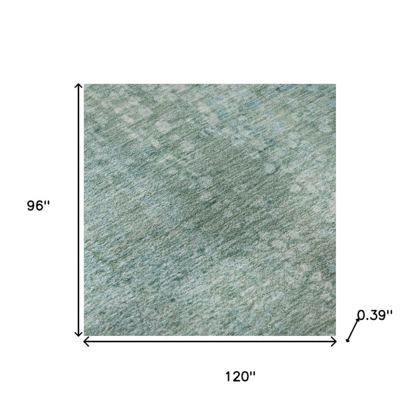 HomeRoots 9' X 12' Teal & Ivory Abstract Area Rug – Machine Washable, Stain Resistant, UV Protected Luxury! 717337