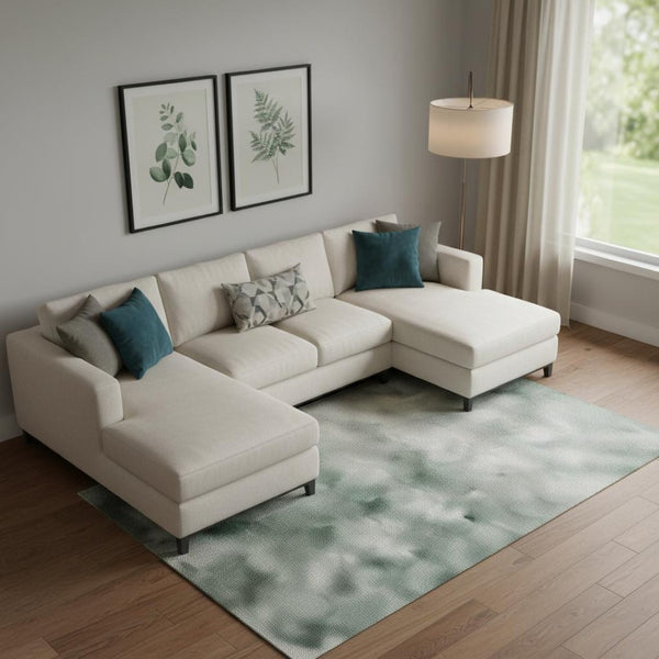 HomeRoots 9' X 12' Teal & Ivory Abstract Area Rug – Machine Washable, Stain Resistant, UV Protected Luxury! 717337