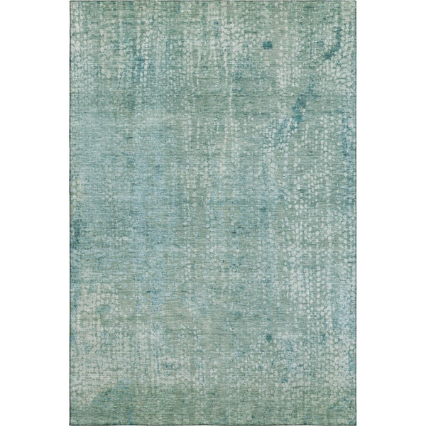 HomeRoots 10' X 14' Teal And Ivory Abstract Area Rug - Machine Washable, UV Protected, Durable for High Traffic Areas 717338