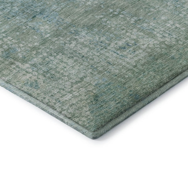 HomeRoots 10' X 14' Teal And Ivory Abstract Area Rug - Machine Washable, UV Protected, Durable for High Traffic Areas 717338