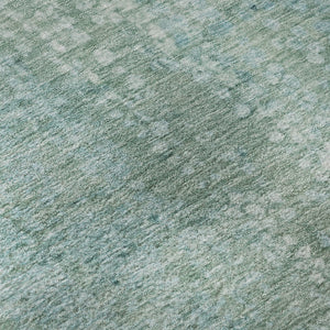 HomeRoots 10' X 14' Teal And Ivory Abstract Area Rug - Machine Washable, UV Protected, Durable for High Traffic Areas 717338
