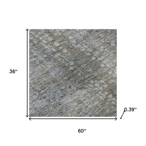 HomeRoots 5' X 8' Washable Area Rug in Taupe & Khaki - Stylish, Durable, Non-Slip Design with UV Protection! 717340