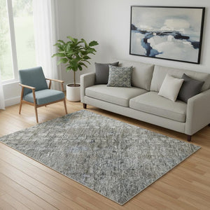 HomeRoots 8' Stylish Taupe & Khaki Abstract Washable Round Rug with UV Protection for Modern Homes & Families 717341