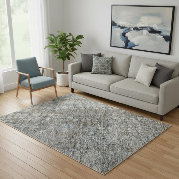 HomeRoots 8' Stylish Taupe & Khaki Abstract Washable Round Rug with UV Protection for Modern Homes & Families 717341