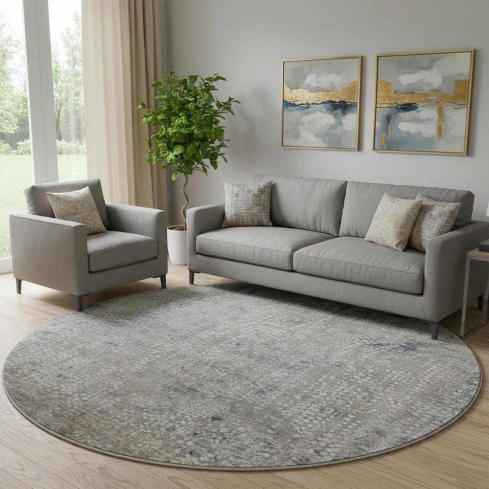 HomeRoots 8' X 10' Washable Taupe And Khaki Abstract Area Rug - UV Protected, Stain Resistant, Modern Design 717342