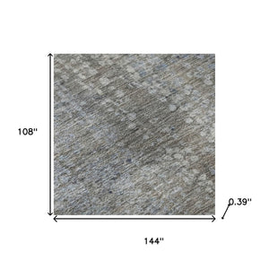 HomeRoots 10' X 14' Abstract Washable Area Rug in Taupe & Khaki with UV Protection for Stylish Living Spaces 717344