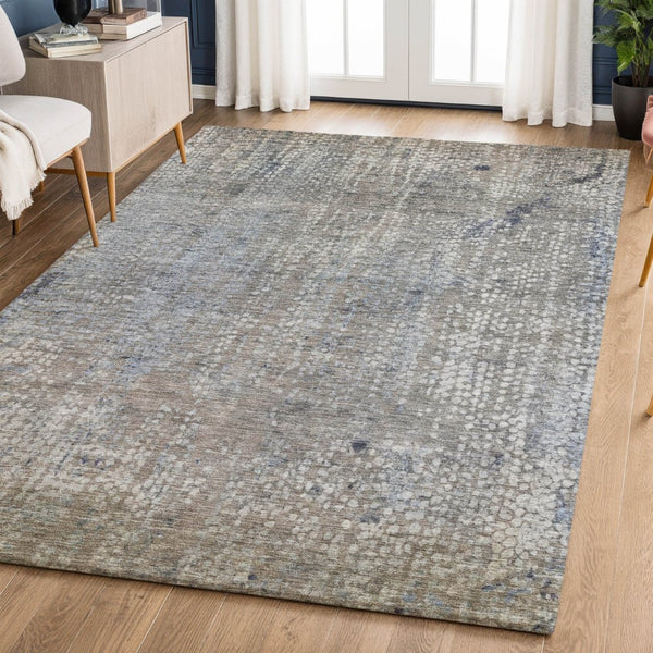 HomeRoots 10' X 14' Abstract Washable Area Rug in Taupe & Khaki with UV Protection for Stylish Living Spaces 717344