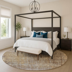 HomeRoots 8' X 10' Washable Brown & Taupe Abstract Area Rug with UV Protection – Perfect for High-Traffic Spaces 717348
