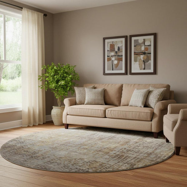 HomeRoots 8' X 10' Washable Brown & Taupe Abstract Area Rug with UV Protection – Perfect for High-Traffic Spaces 717348