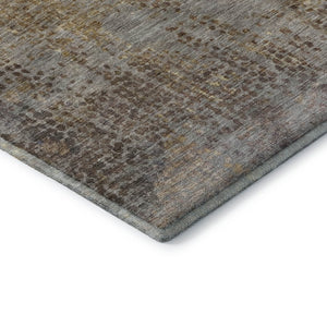HomeRoots 9' X 12' Washable Area Rug in Brown & Taupe - Stylish, Durable, UV Protected for High-Traffic Spaces 717349