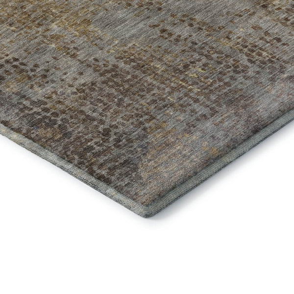 HomeRoots 9' X 12' Washable Area Rug in Brown & Taupe - Stylish, Durable, UV Protected for High-Traffic Spaces 717349