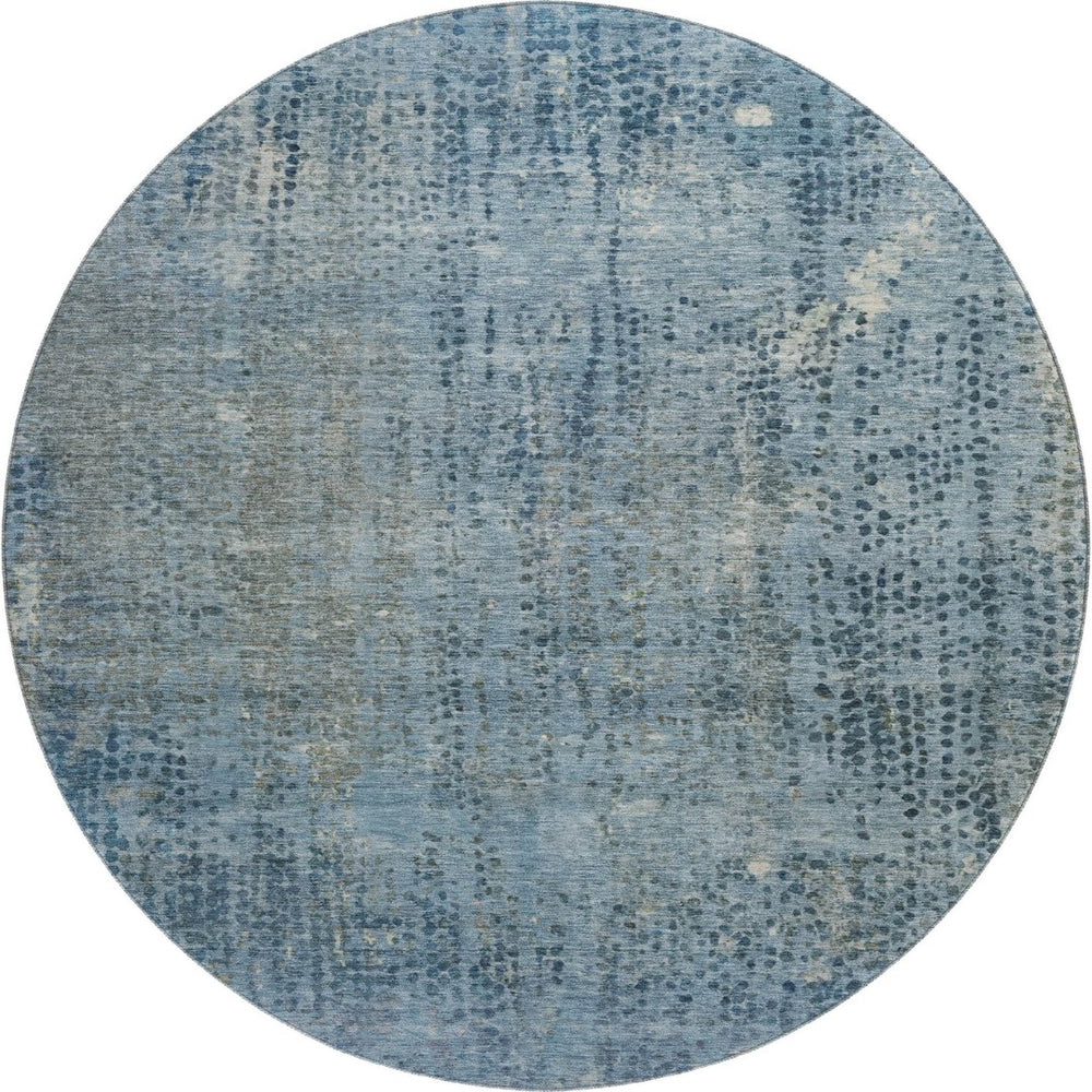 HomeRoots 8' X 10' Blue And Gray Abstract Area Rug - Washable, UV Protected, Non-Slip Backing for Easy Care 717354