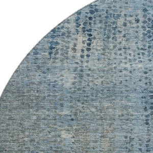 HomeRoots 8' X 10' Blue And Gray Abstract Area Rug - Washable, UV Protected, Non-Slip Backing for Easy Care 717354