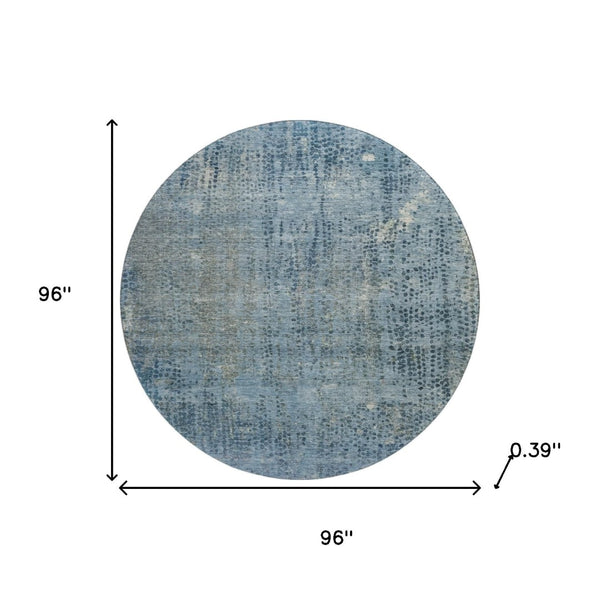 HomeRoots 8' X 10' Blue And Gray Abstract Area Rug - Washable, UV Protected, Non-Slip Backing for Easy Care 717354