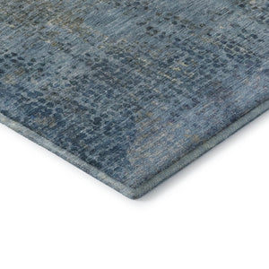 HomeRoots 10' X 14' Blue & Gray Abstract Area Rug - Modern, Washable, UV-Protected, Durable & Stylish Design 717356