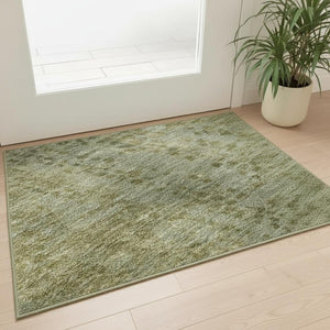 HomeRoots 5' x 8' Green and Gold Abstract Washable Area Rug - Durable, UV-Protected, Machine-Washable Design! 717358