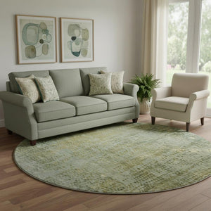 HomeRoots 8' X 10' Green & Gold Abstract Washable Area Rug – Stylish, Durable, UV-Protected for Every Home 717360