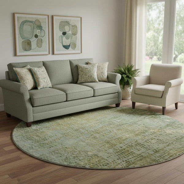 HomeRoots 8' X 10' Green & Gold Abstract Washable Area Rug – Stylish, Durable, UV-Protected for Every Home 717360