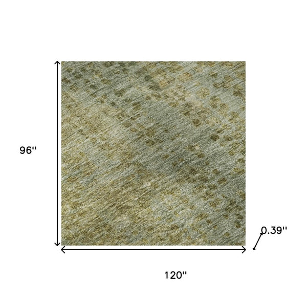 HomeRoots 9' X 12' Green And Gold Abstract Area Rug - Washable, Durable, UV Protected for High-Traffic Homes 717361