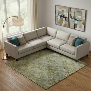 HomeRoots 9' X 12' Green And Gold Abstract Area Rug - Washable, Durable, UV Protected for High-Traffic Homes 717361