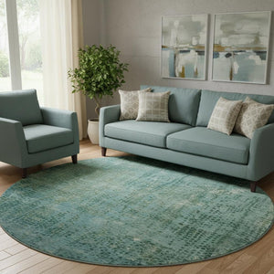 HomeRoots 8' X 10' Teal & Blue Abstract Area Rug – Washable, UV Protected, Soft, Stain Resistant for Every Home! 717366