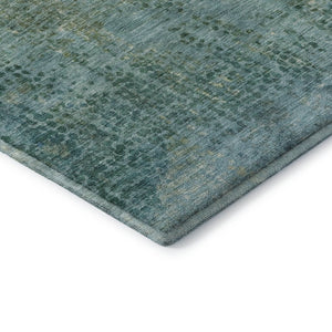 HomeRoots 10' X 14' Teal & Blue Abstract Washable Area Rug - Durable, UV Protected, Perfect for Families & Pets 717368
