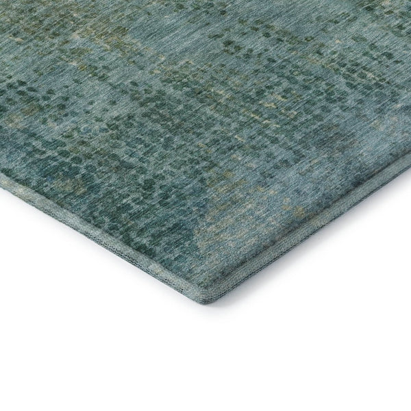 HomeRoots 10' X 14' Teal & Blue Abstract Washable Area Rug - Durable, UV Protected, Perfect for Families & Pets 717368
