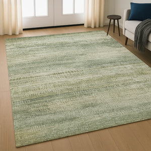 HomeRoots 5' X 8' Sage and Beige Abstract Area Rug – Washable, UV-Protected, Non-Slip Backing for Easy Care 717370